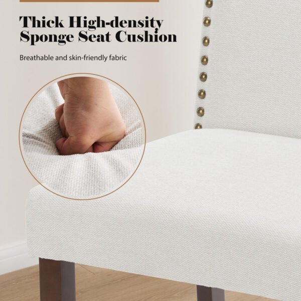Modern Armless Dining Chairs With Upholstered Fabric,Nailhead Trim And Wood Legs - Image 5